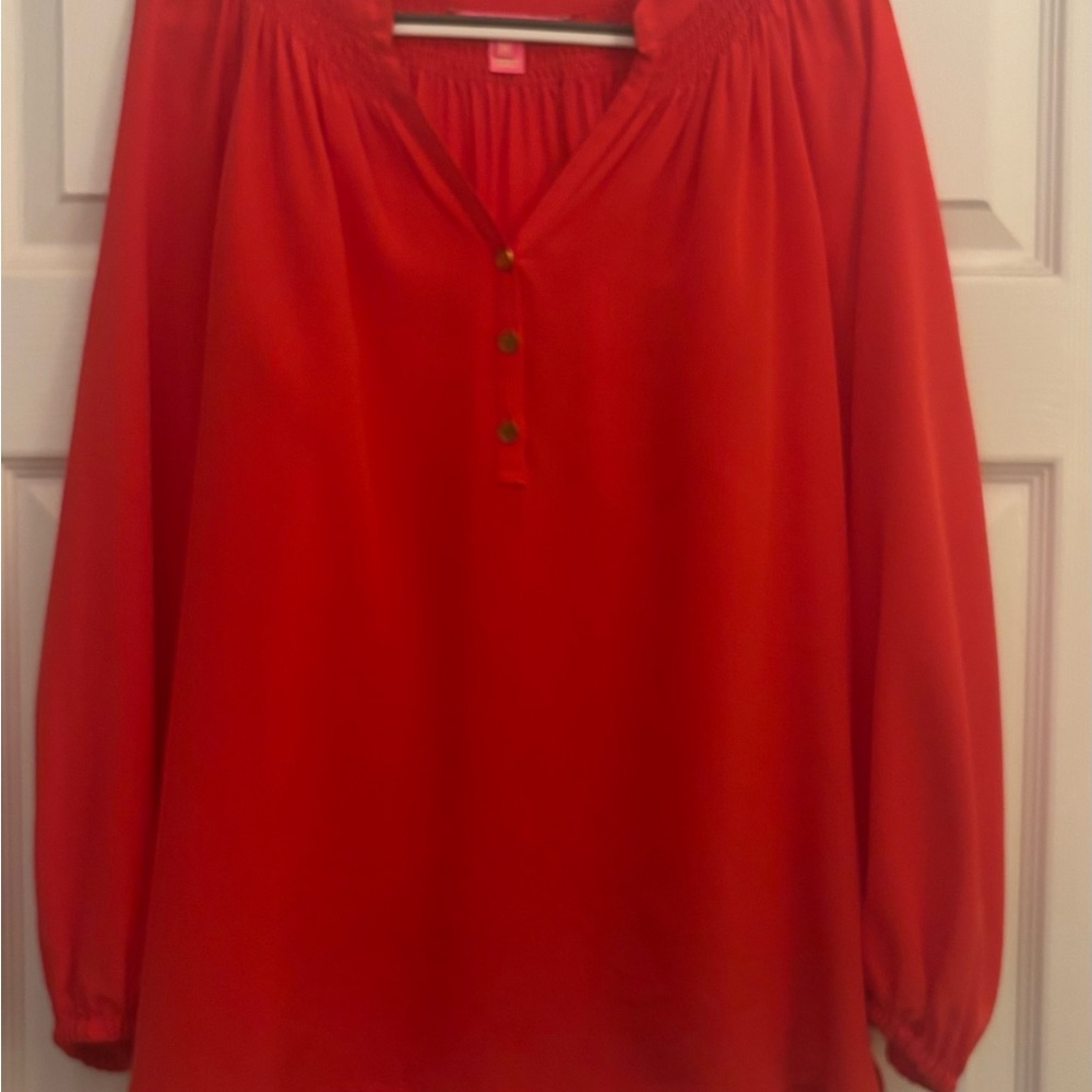 Lilly Pulitzer Elsa bright Red silk Top